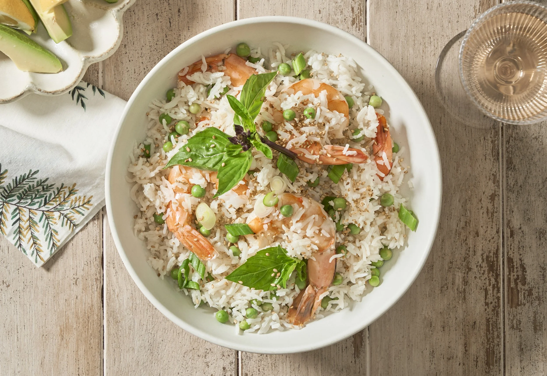 Sesame Shrimp & Rice with Peas